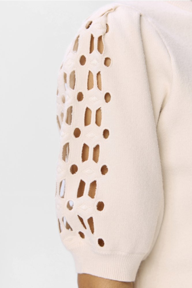 OBJYUKI S/S RE KNIT PULLOVER NOOS 23047215 White Sand